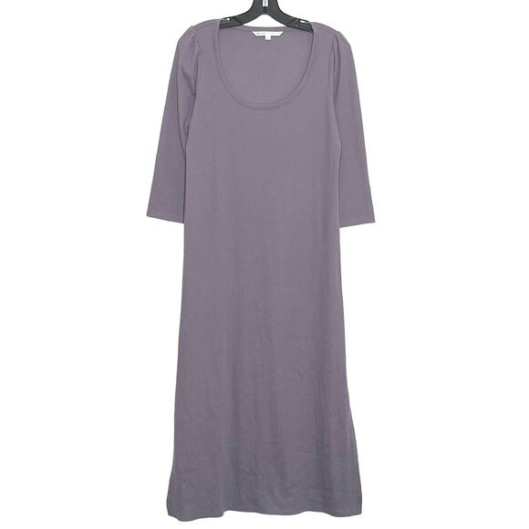 The Nines Hatch Dress Maternity Ribbed Minimalist Cottagecore Midi Purple Medium - Picture 1 of 6